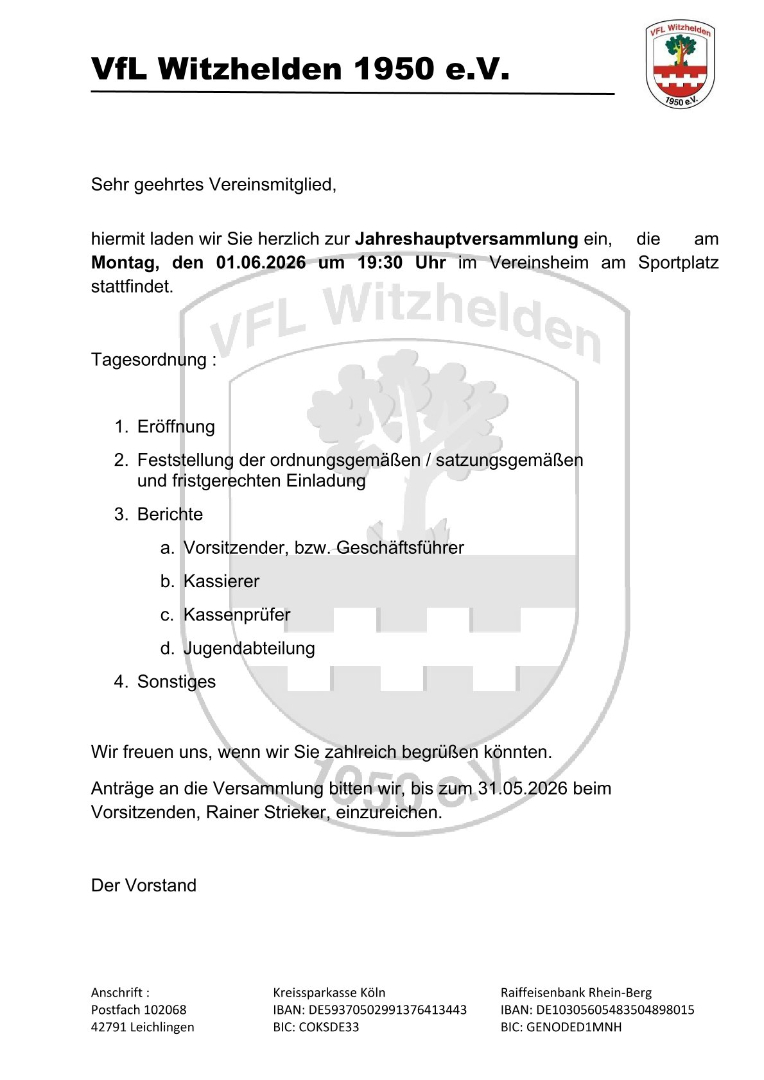 Einladung JHV 2026